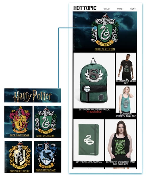 Harry potter merchandise and house logos